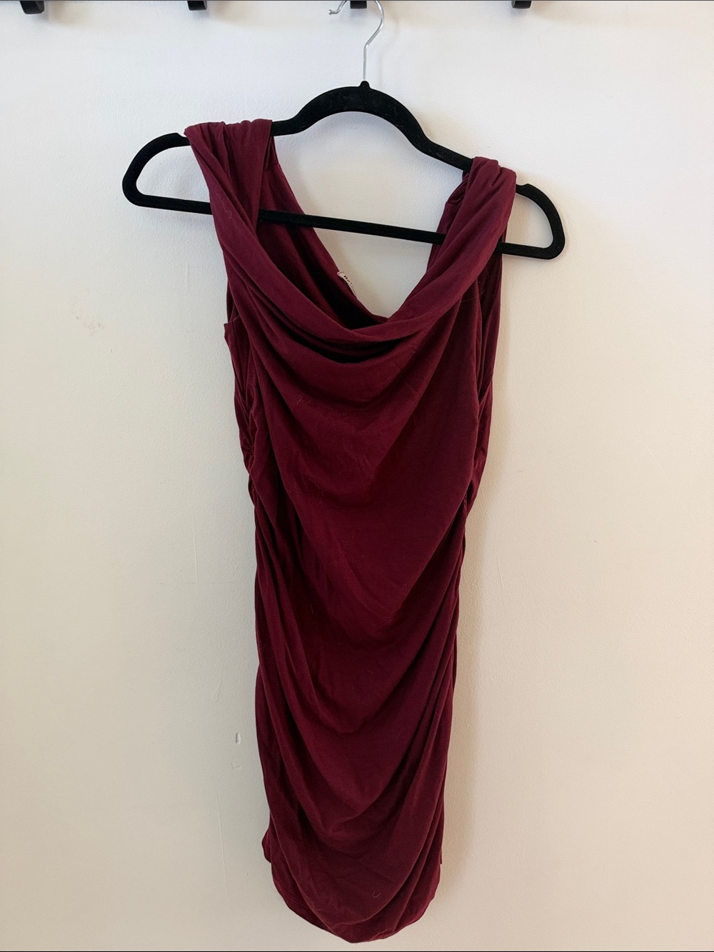 Reformation Burgundy Draped Mini Dress